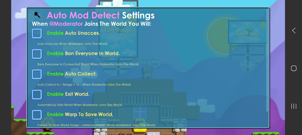 Auto Mod Detect Settings