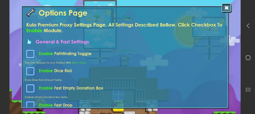 General & Fast Settings Part 1
