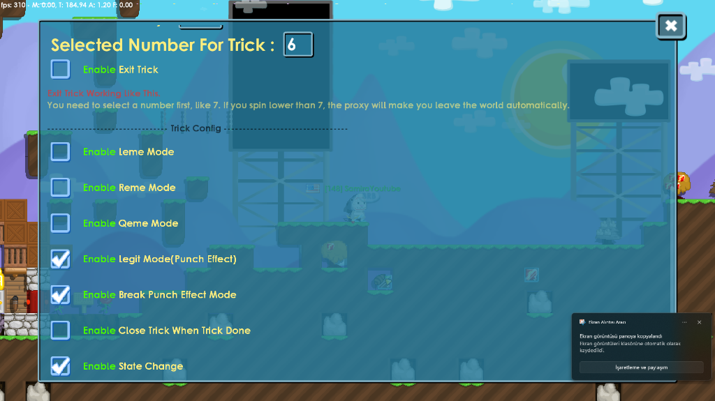 Exit Trick & Legit Modes